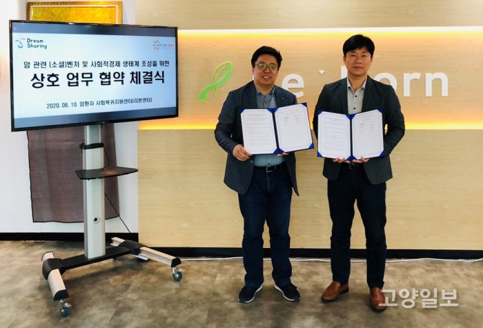 (좌측부터) 김항석 드림셰어링 대표와 박완성 벤처포트 대표가 업무협약을 체결했다.